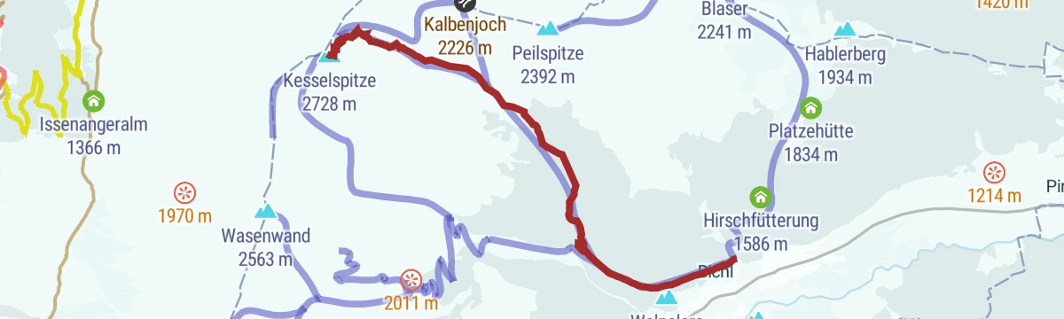 Route map: Kesselspitze (2.727 m)